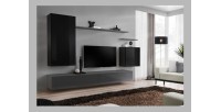 Ensemble de meubles de salon collection SWITCH II design, coloris noir et gris brillant.