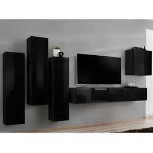 Ensemble de meubles de salon design collection SWITCH III. Coloris noir brillant.