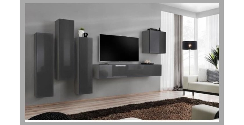 Ensemble de meubles de salon design collection SWITCH III. Coloris gris brillant.
