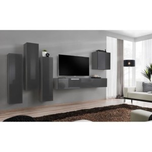 Ensemble de meubles de salon design collection SWITCH III. Coloris gris brillant.