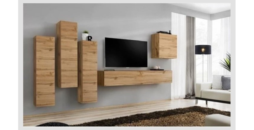 Ensemble de meubles de salon design collection SWITCH III. Coloris chêne Wotan.