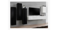 Ensemble de meubles de salon design collection SWITCH III. Coloris noir et blanc brillant.