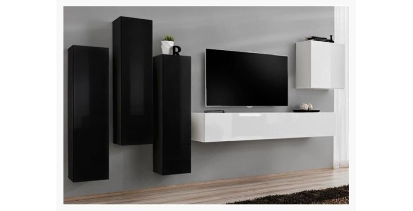 Ensemble de meubles de salon design collection SWITCH III. Coloris noir et blanc brillant.