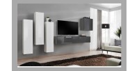 Ensemble de meubles de salon design collection SWITCH III. Coloris blanc et gris brillant.