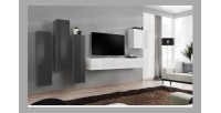 Ensemble de meubles de salon design collection SWITCH III. Coloris gris et blanc brillant.