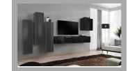 Ensemble de meubles de salon design collection SWITCH III. Coloris gris et noir brillant.