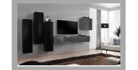 Ensemble de meubles de salon design collection SWITCH III. Coloris noir et gris brillant.