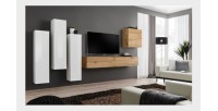 Ensemble de meubles de salon design collection SWITCH III. Coloris blanc brillant et chêne Wotan