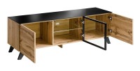 Meuble tv TINO. Idéal pour votre salon. Look tendance type industriel, bois, verre et métal.