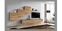 Ensemble meuble salon mural SWITCH X design, coloris chêne Wotan.