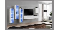 Ensemble meuble salon mural SWITCH XIII design, coloris blanc brillant.