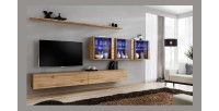 Ensemble meuble salon mural SWITCH XVII design, coloris chêne Wotan.
