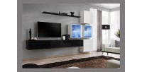 Ensemble meubles de salon SWITCH XIX design, coloris noir et blanc brillant.
