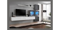 Ensemble meubles de salon SWITCH XIX design, coloris blanc et gris brillant.