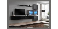 Ensemble meubles de salon SWITCH XIX design, coloris noir et gris brillant.