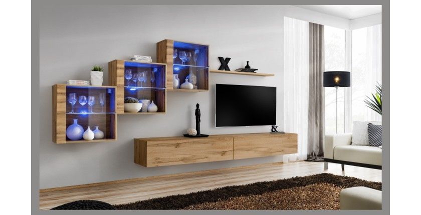 Ensemble meubles de salon SWITCH XX design, coloris chêne Wotan.