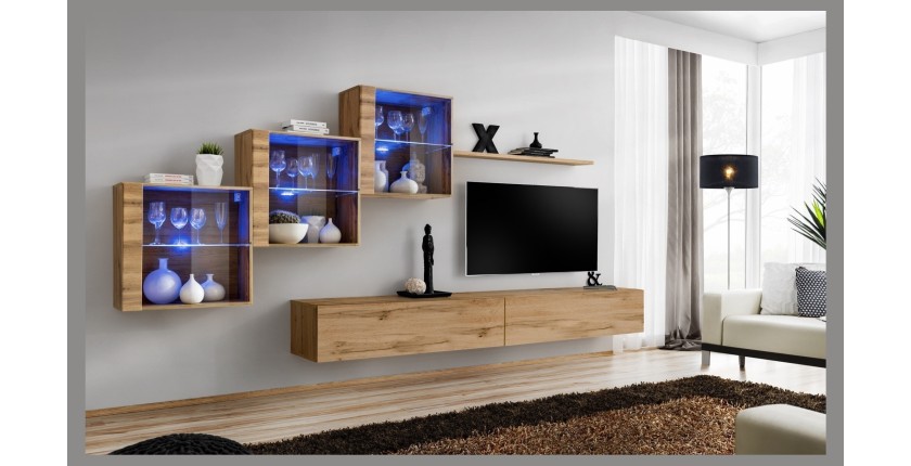 Ensemble meubles de salon SWITCH XX design, coloris chêne Wotan.