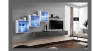 Ensemble meubles de salon SWITCH XX design, coloris gris et blanc brillant.