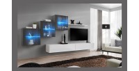Ensemble meubles de salon SWITCH XX design, coloris blanc et gris brillant.