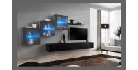 Ensemble meubles de salon SWITCH XX design, coloris noir et gris brillant.