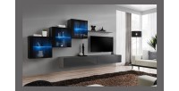Ensemble meubles de salon SWITCH XX design, coloris gris et noir brillant.