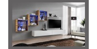 Ensemble meubles de salon SWITCH XX design, coloris blanc brillant et chêne Wotan.