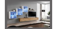 Ensemble meubles de salon SWITCH XX design, coloris chêne Wotan et blanc brillant.