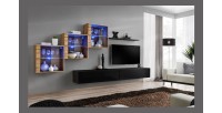 Ensemble meubles de salon SWITCH XX design, coloris noir brillant et chêne Wotan.