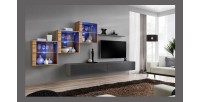 Ensemble meubles de salon SWITCH XX design, coloris gris brillant et chêne Wotan.