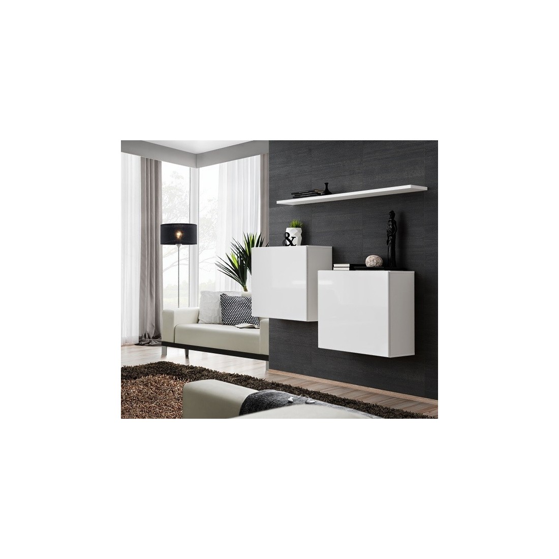 Ensemble meubles de salon SWITCH SBI design, coloris blanc brillant.