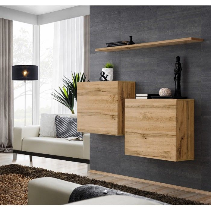 Ensemble meubles de salon SWITCH SBI design, coloris chêne Wotan.