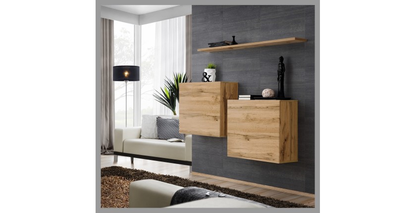 Ensemble meubles de salon SWITCH SBI design, coloris chêne Wotan.