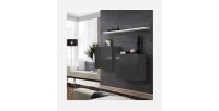 Ensemble meubles de salon SWITCH SBI design, coloris gris brillant et étagère blanche.