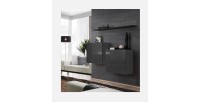 Ensemble meubles de salon SWITCH SBI design, coloris gris brillant et étagère noire..