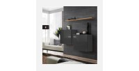 Ensemble meubles de salon SWITCH SBI design, coloris gris brillant et étagère chêne Wotan.