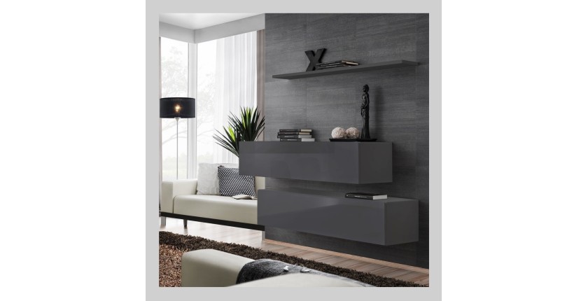 Ensemble meubles de salon SWITCH SBII design, coloris gris brillant.