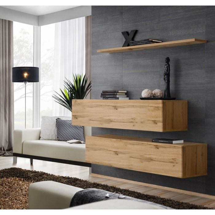 Ensemble meubles de salon SWITCH SBII design, coloris chêne Wotan.