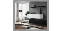 Ensemble meubles de salon SWITCH SBII design, coloris noir et blanc brillant.