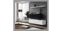 Ensemble meubles de salon SWITCH SBII design, coloris blanc et noir brillant.