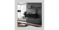 Ensemble meubles de salon SWITCH SBII design, coloris gris et noir brillant.