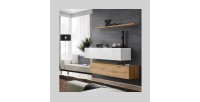 Ensemble meubles de salon SWITCH SBII design, coloris chêne Wotan et blanc brillant.