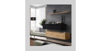 Ensemble meubles de salon SWITCH SBII design, coloris chêne Wotan et noir brillant.