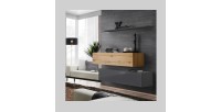 Ensemble meubles de salon SWITCH SBII design, coloris gris brillant et chêne Wotan.