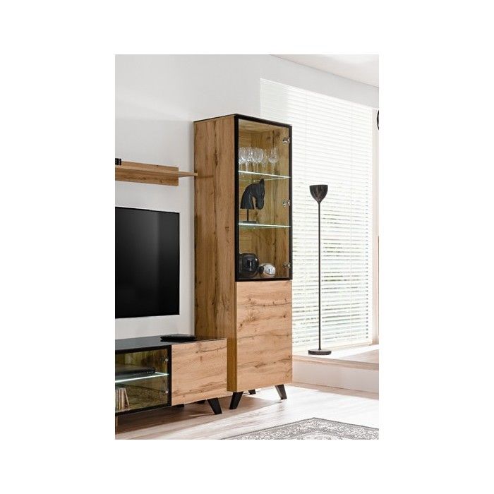 VITRINE - ARGENTIER - VAISSELIER petit modèle TINO + LED. Meuble déco type scandinave, design pour votre salon.