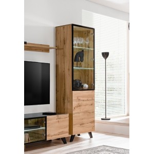 VITRINE - ARGENTIER - VAISSELIER petit modèle TINO + LED. Meuble déco type scandinave, design pour votre salon.