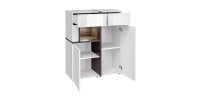 Vaisselier bas, bar CRISS + LED. Vitrine, argentier déco, moderne et design pour votre salon.
