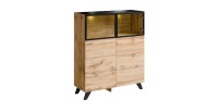 VITRINE basse TINO + LED. Meuble déco type scandinave, design pour votre salon.
