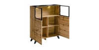 VITRINE basse TINO + LED. Meuble déco type scandinave, design pour votre salon.