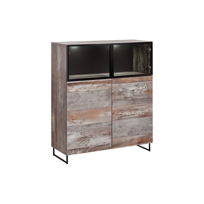 VITRINE basse KAN + LED. Meuble déco type industriel, design pour votre salon.