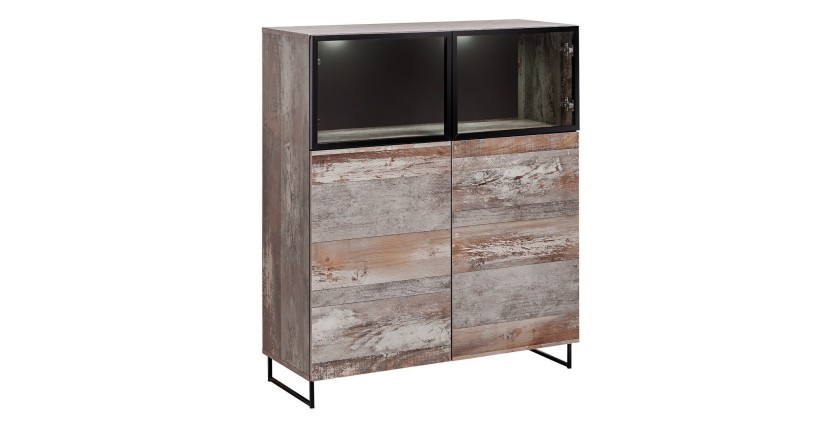 VITRINE basse KAN + LED. Meuble déco type industriel, design pour votre salon.